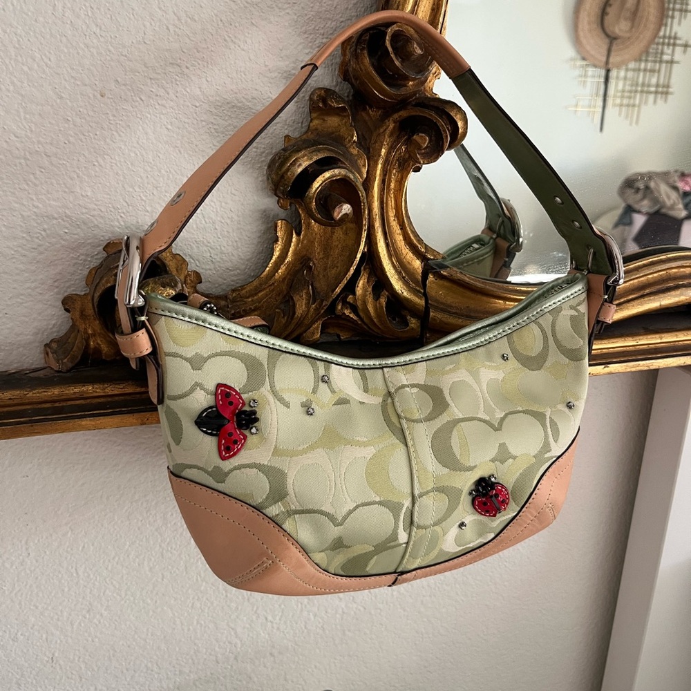 Coach ladybug optic Green shoulder bag
